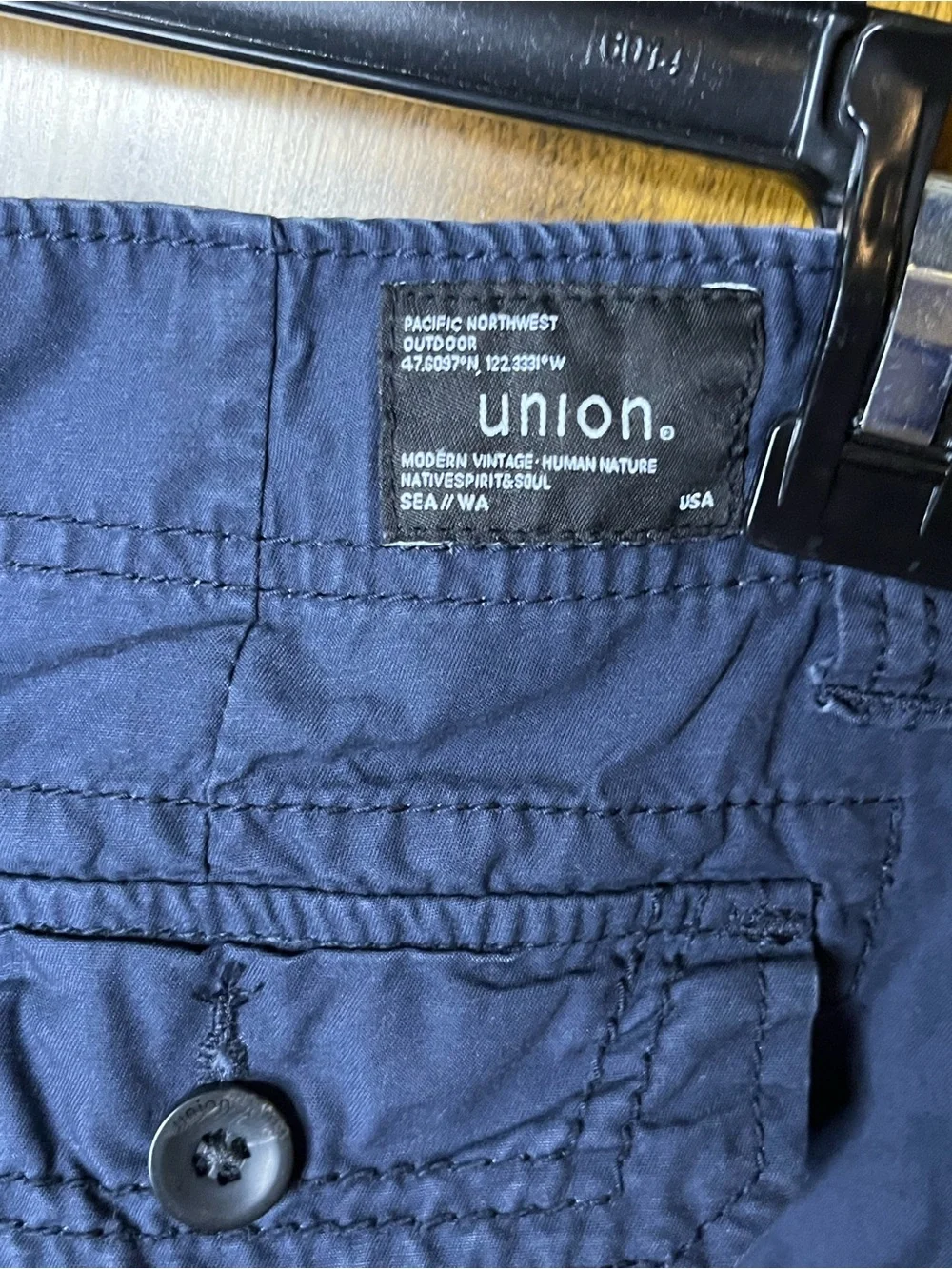 Union Men’s Navy Blue Cargo Shorts Size 34 Outdoor Utility Casual